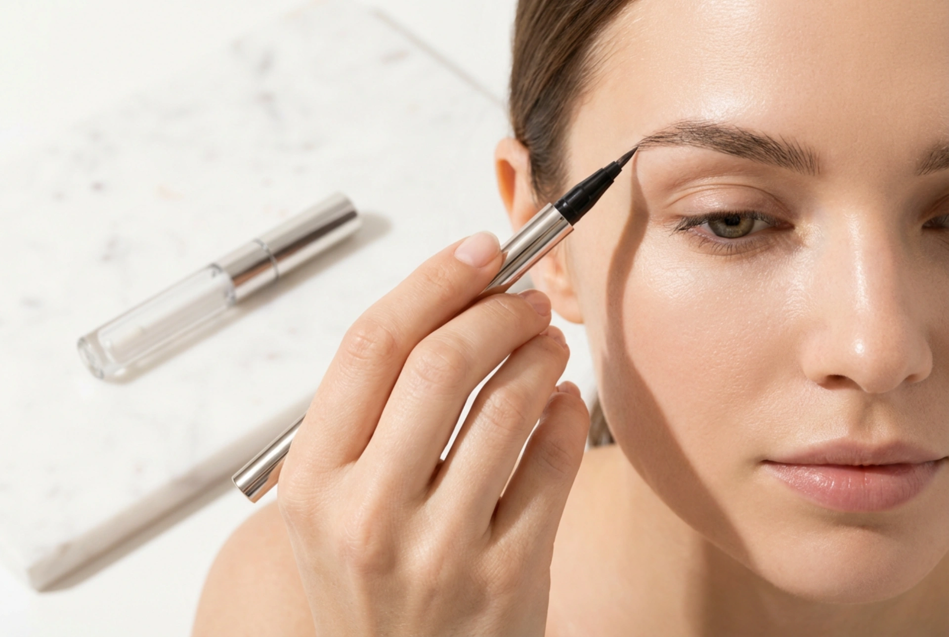 Øjenbrynsliner: Sådan tegner du hårstrå med fjer-metoden uden at overtegne