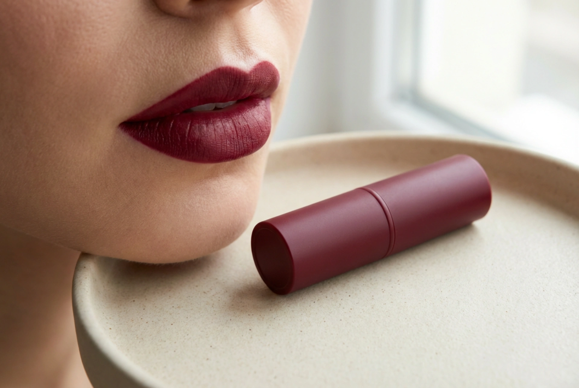 Bordeaux læbestift: perfekt kontur, præcision og farveholdbarhed