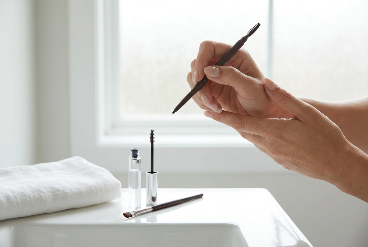 Øjenbrynsmakeup fra bunden: form, udfyldning og fiksering