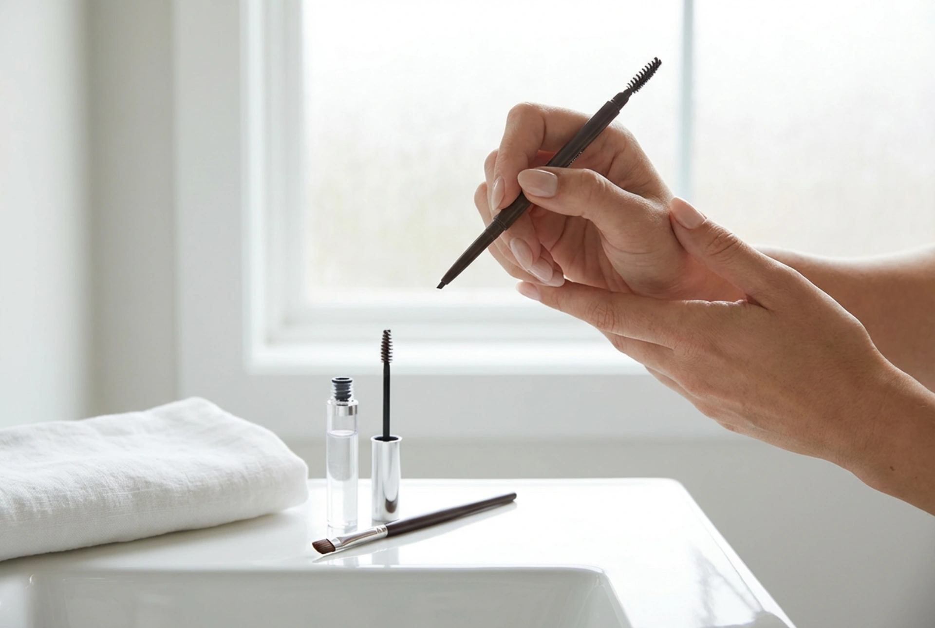 Øjenbrynsmakeup fra bunden: form, udfyldning og fiksering